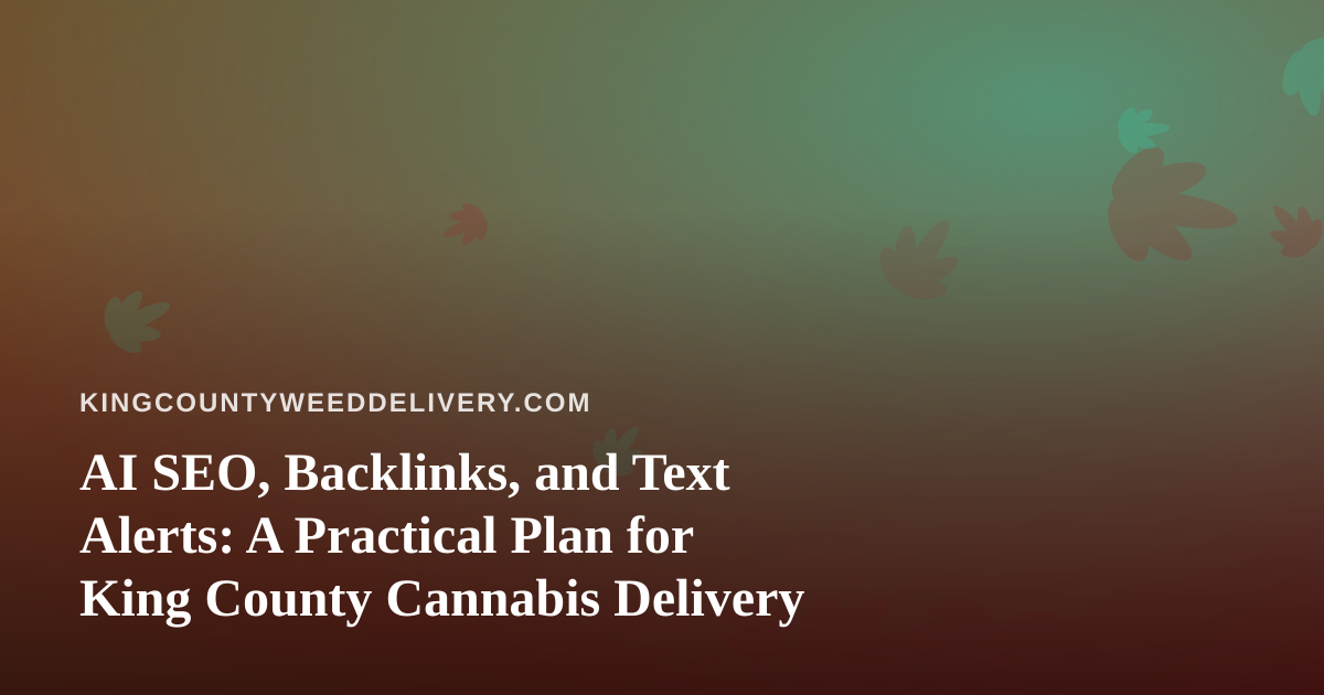 AI SEO, Backlinks, and Text Alerts: A Practical Plan for King County Cannabis Delivery