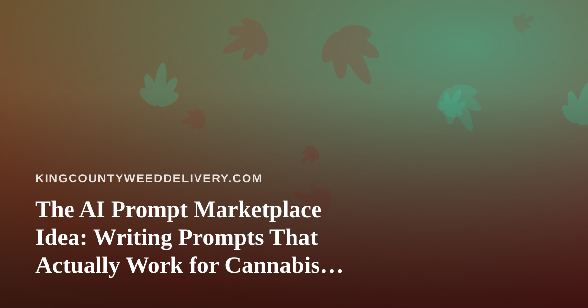 The AI Prompt Marketplace Idea: Writing Prompts That Actually Work for Cannabis Delivery